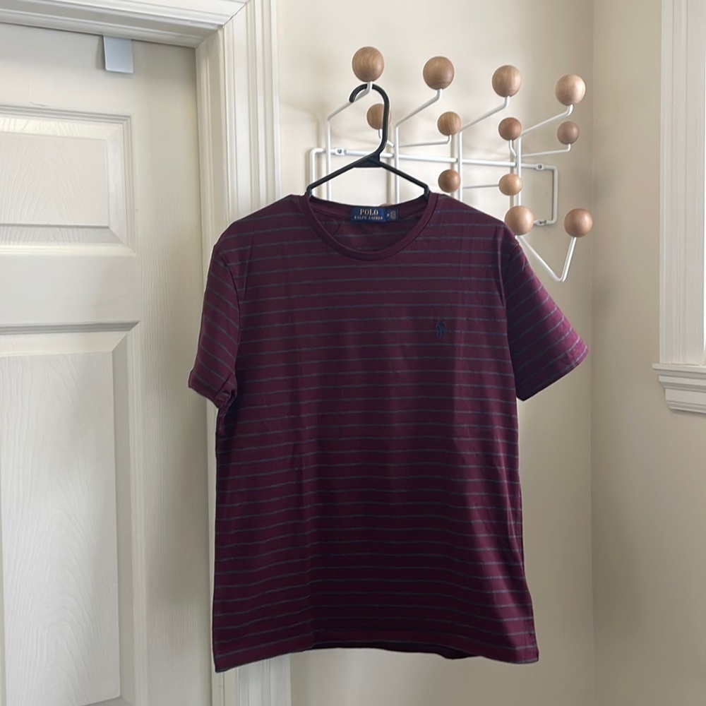 RALPH Lauren - Polo - 90s Style Striped T shirt - red grey - M